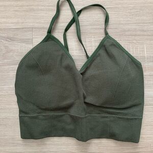 Women's Green Ribbed Bralette